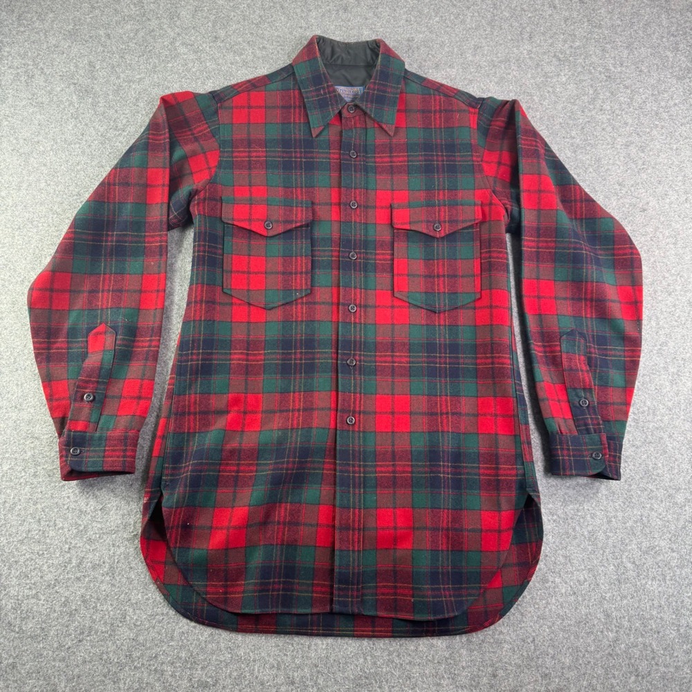Vintage 70s Pendleton Wool Flannel Shirt Mens Large Plaid Made in USA